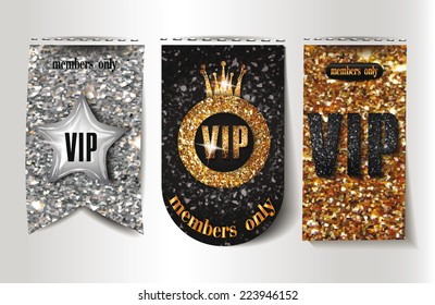 Set of VIP textured labels