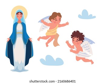 set of virgin mary and angels design