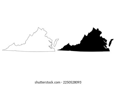 Set of Virginia map shape, united states of america. Flat concept icon vector illustration .