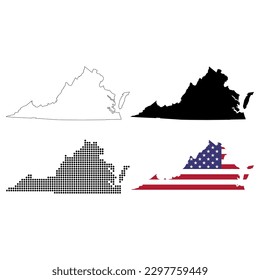 Set of Virginia map shape, united states of america. Flat concept icon vector illustration .