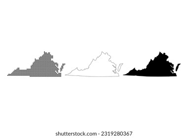 Set of Virginia map shape, united states of america. Flat concept icon vector illustration .