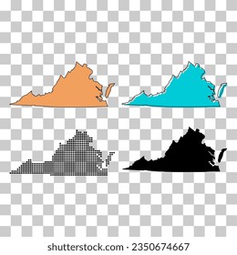 Set of Virginia map shape, united states of america. Flat concept icon vector illustration .