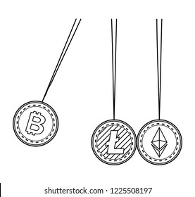 set virtual coins hanging