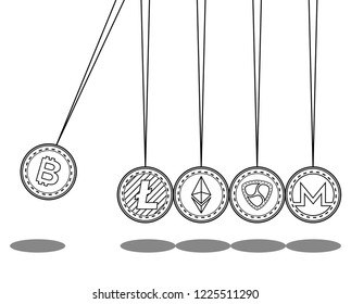 set virtual coins hanging