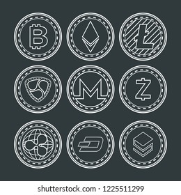 set of virtual coins icons