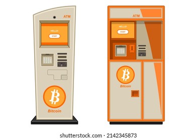 set virtual currency atm realistic isolated white background