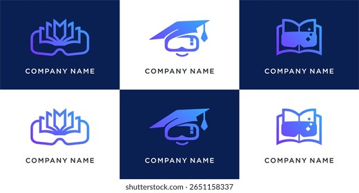 Set of virtual graduate logo design combine