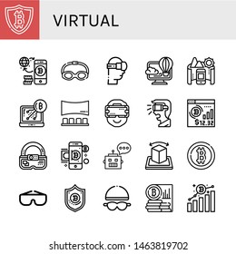 Set of virtual icons such as Bitcoin, Goggles, Virtual reality, Virtual, Panorama, Ar glasses, Ar, Chatbot, Augmented reality ,