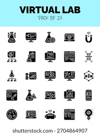 set of Virtual Lab Glyph icons for logo and web. Vector illustration 