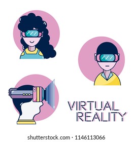 Set of virtual reality cartoons