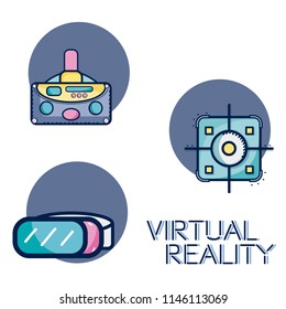 Set of virtual reality cartoons