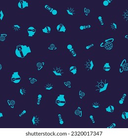 Set Virtual reality glasses, 3d modeling, VR controller game and  on seamless pattern. Vector