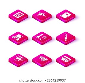 Establecer lentes de realidad virtual, plantilla de certificado, portátil, ajedrez, bolsa de cintura de banana, jack de audio, portátil espiral e icono de pistola Ray. Vector