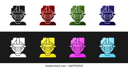 Set Virtual reality glasses icon isolated on black and white background. Stereoscopic 3d vr mask.  Vector Illustration