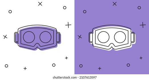 Set Virtual reality glasses icon isolated on white and purple background. Stereoscopic 3d vr mask. Optical head mounted display.  Vector
