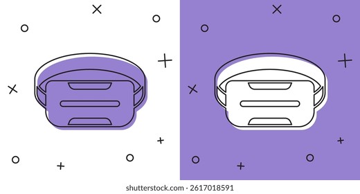Set Virtual reality glasses icon isolated on white and purple background. Stereoscopic 3d vr mask. Optical head mounted display.  Vector