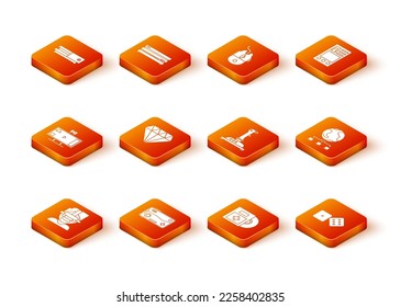 Set Virtual reality glasses, Mobile and playing in game, Live streaming online, Diamond, CD or DVD disk box, Joystick for arcade machine, Game dice and Computer network icon. Vector