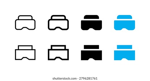 Set of virtual reality headset icons in various styles