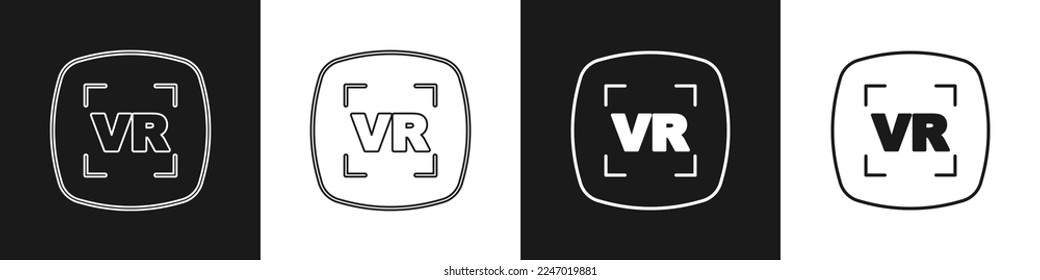 Set Virtual reality icon isolated on black and white background. Futuristic VR head-up display design.  Vector