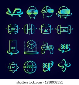 Set of virtual reality icons. Future technology symbol concept. Vector illustration