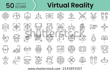 Set of virtual reality icons. Line art style icons bundle. vector illustration