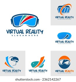 Plantilla de diseño del logotipo Conjunto de Realidad Virtual. Ilustración vectorial del logo de Creative Virtual Reality.