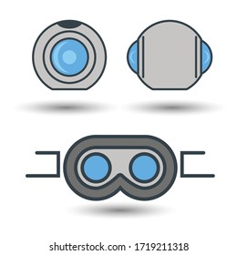 Set of Virtual Reality Related Vector Icons.