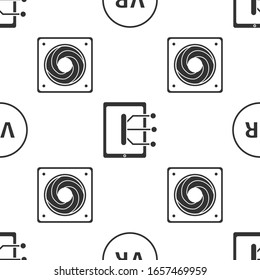 Set Virtual reality, Tablet and Computer cooler on seamless pattern. Vector