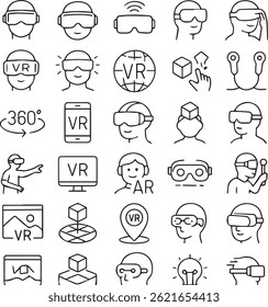 Set of virtual reality VR icons