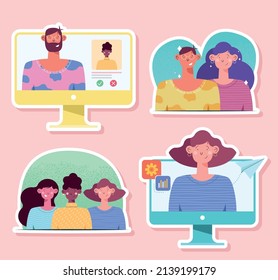 set of virtual relationships, people by internet