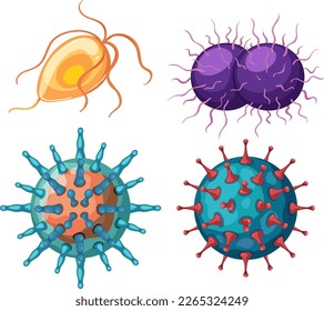 Set of virus and bacteria icons illustration