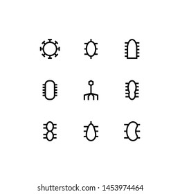 Set of virus, bacteria, microorganisms outline style icon - vector