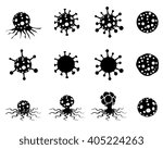 Set of virus and cancer cell in silhouette style
