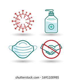 set of virus corona logo, icon and illustration