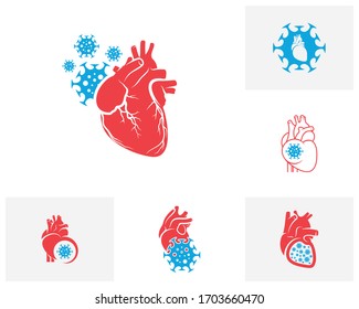 Vektorillustration mit dem Virus Heart Logo, Design-Konzepte für Creative Human Heart Logo