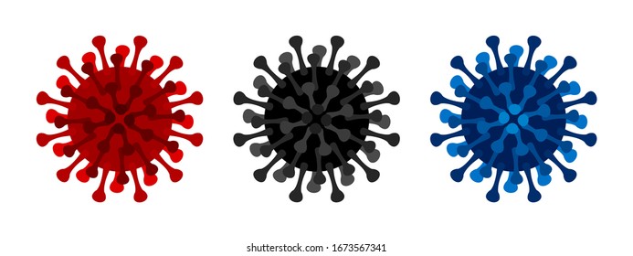 Set virus icon, infection symbol, coronavirus sign, COVID-19, 2019-nCoV - stock vector