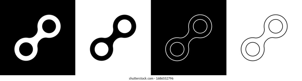 Set Virus icon isolated on black and white background. Corona virus 2019-nCoV. Bacteria and germs, cell cancer, microbe, fungi.  Vector Illustration