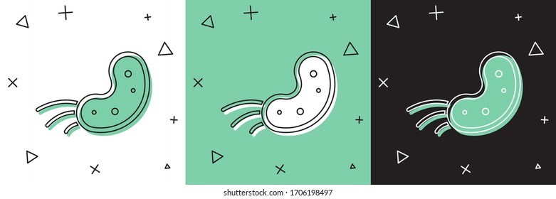 Set Virus icon isolated on white and green, black background. Corona virus 2019-nCoV. Bacteria and germs, cell cancer, microbe, fungi.  Vector Illustration