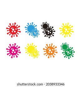 Set of virus icons in flat style set on white background.