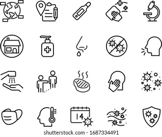 set of virus icons, ill, flu, coronavirus, sickness