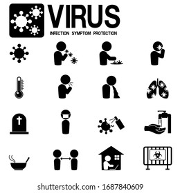 Satz von Virusinfektionen einfache Symbol auf weißem Hintergrund
