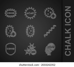 Set Virus, Negative virus, Corona 2019-nCoV, Shield protecting from, Positive,  and covid-19 icon. Vector