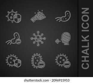 Establecer virus, virus negativos, tos de hombre, protección contra escudo e icono. Vector