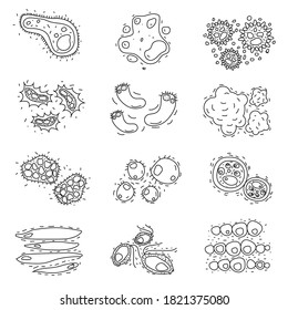 Set of  virus and pathogen icons on white background