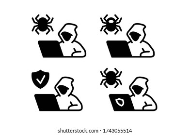 Set of virus researcher icon
