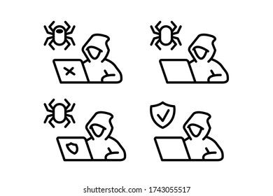 Set of virus researcher icon