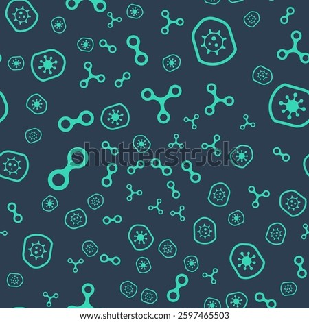 Set Virus, Shield protecting from virus, Virus and Shield protecting from virus on seamless pattern. Vector