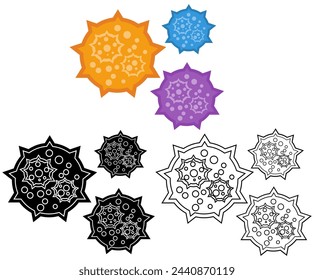 Set virus sign icon flat design vector illustration