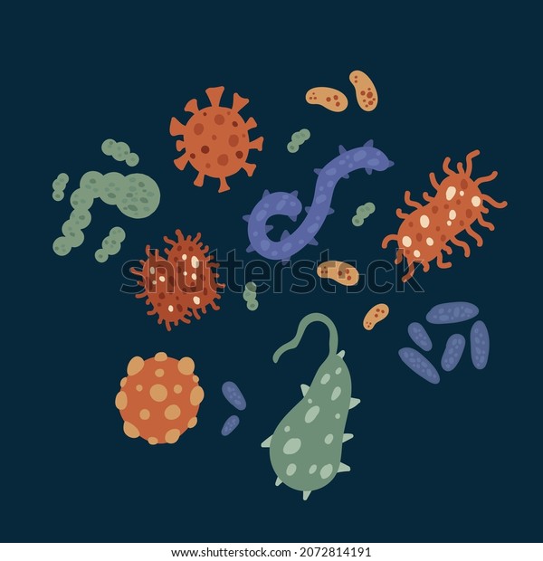 Set Viruses Bacteria Cartoon Icons Medicine Stock Vector (Royalty Free ...