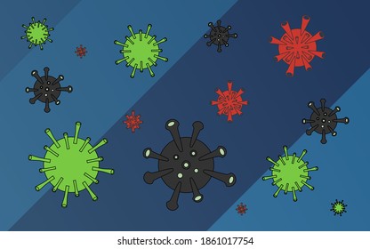 A set of viruses or bacteria in a flat style. Vector illustration